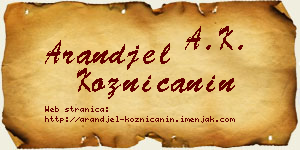 Aranđel Kozničanin vizit kartica